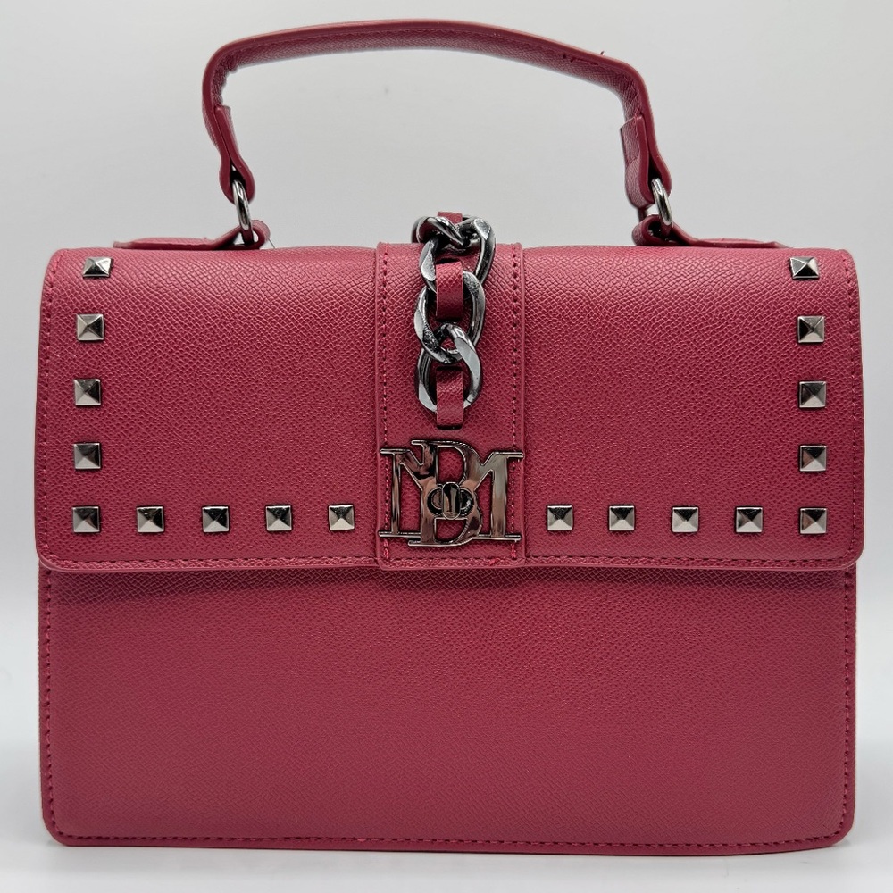 Authentic Badgley Mischka Vegan Leather Elegant Pink Handbag with Studded Detail